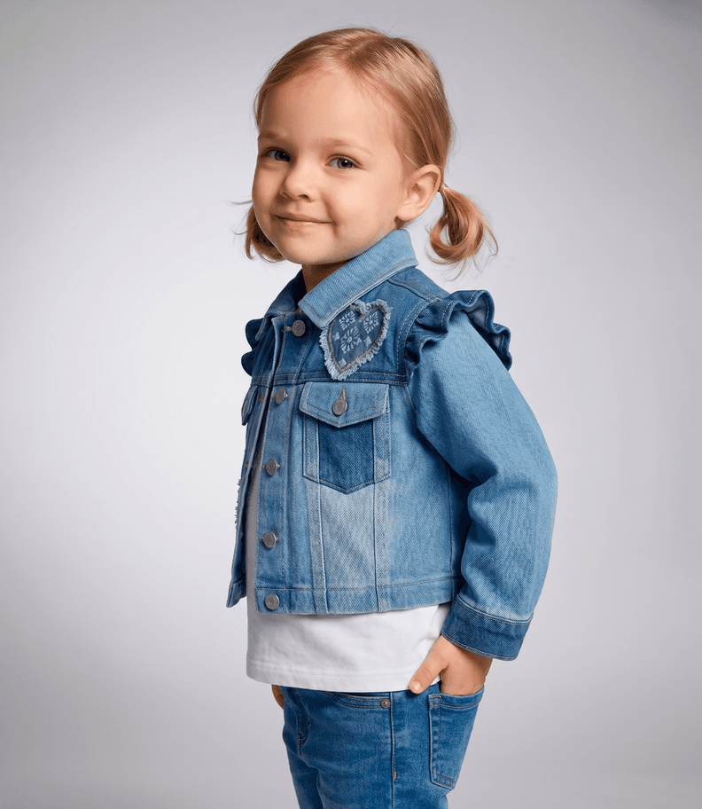 Chaqueta bebe corazones L12071270174 denim celeste Limonada 6 A 9 Meses