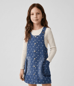 Vestido sin manga con polera nina L11131270609 denim Azul 3 Anos