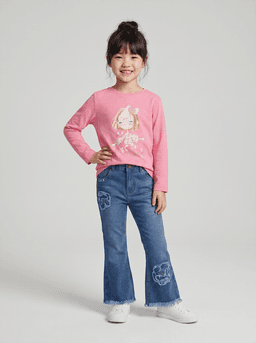Jeans nina acampanado L11111270109 denim azul Limonada 10 anos