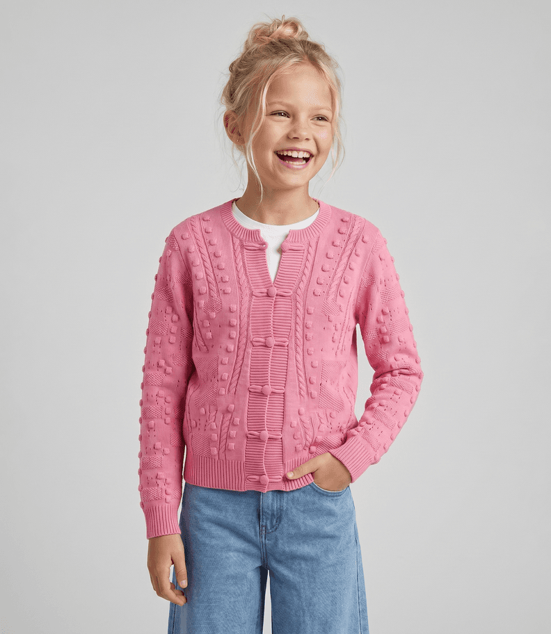Chaleco nina cardigan L11061270178 coral Limonada 2 Anos