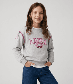 Poleron nina cherry L11091270465 melange Limonada Gris Claro 8 anos