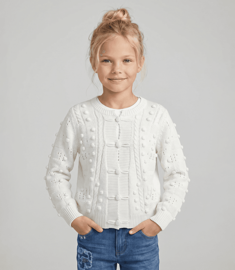 Chaleco nina cardigan L11061270103 crudo Limonada Crema 8 anos