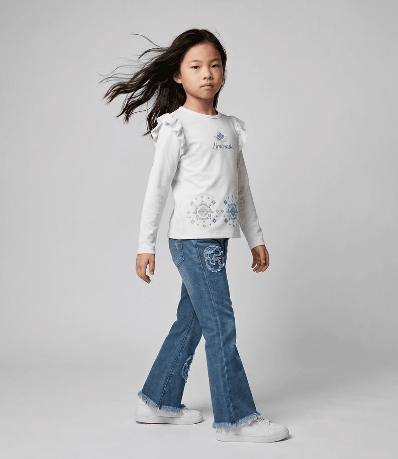 Jeans nina acampanado L11111270174 denim celeste Limonada 8 anos