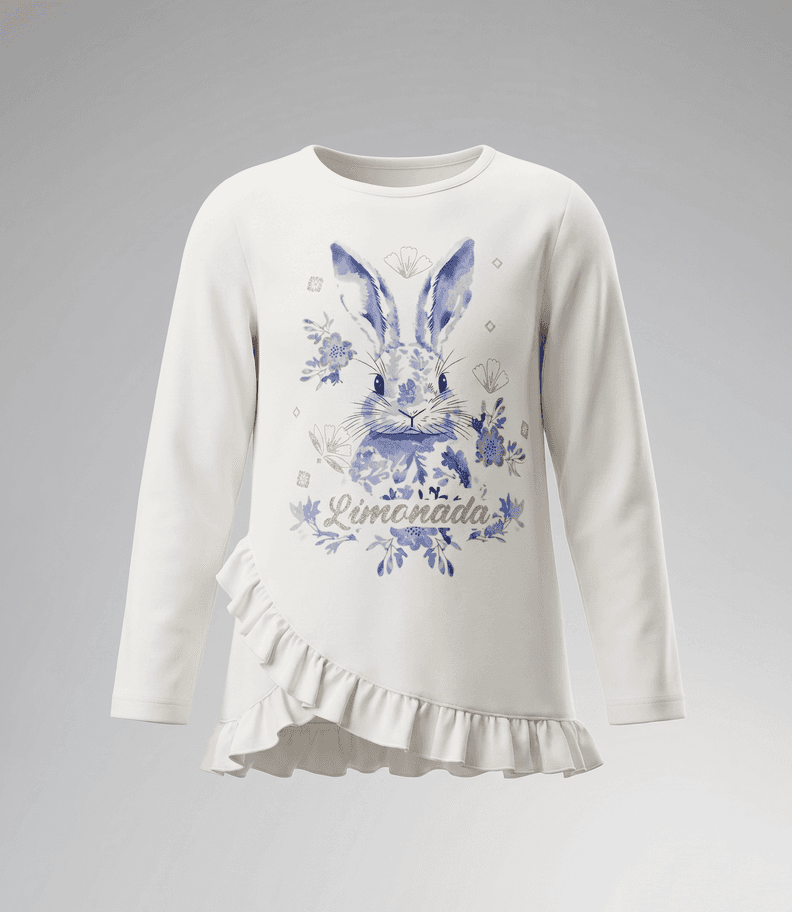 Polera manga larga nina conejo L11011270458 azul Limonada 8 anos