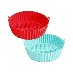2 MOLDES FORRO FREIDORA DE AIRE SILICONA BANDEJA AIR FRYER Rojo