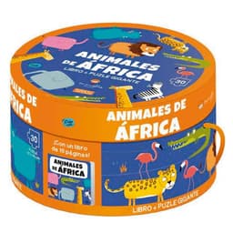 Libro y Puzzle Los Animales De Africa Blanco
