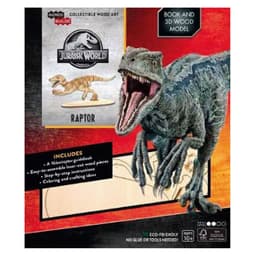 Jurassic World Raptor Libro y Modelo Armable En Madera Blanco