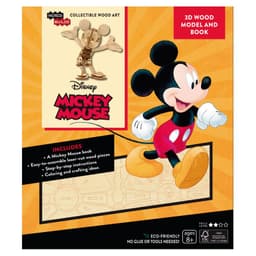 Walt Disney Mickey Mouse Libro y Modelo Armable En Madera Blanco