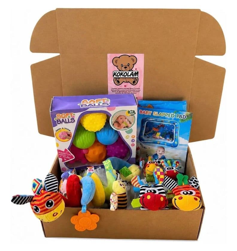 Box Juguetes Bebe Estimulacion Pelotas Sonajeros Alfombra