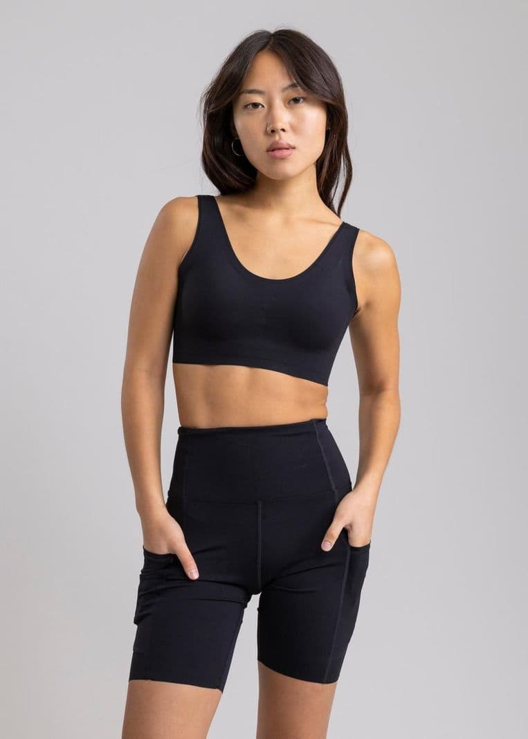 Legging Running Unfinished Rhea Black con 7 Bolsillos Negro S