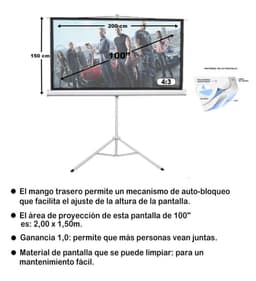 Telon C/Tripod 2.00mx1.50m 4:3 100 pulg para Optma ZK507-W Blanco