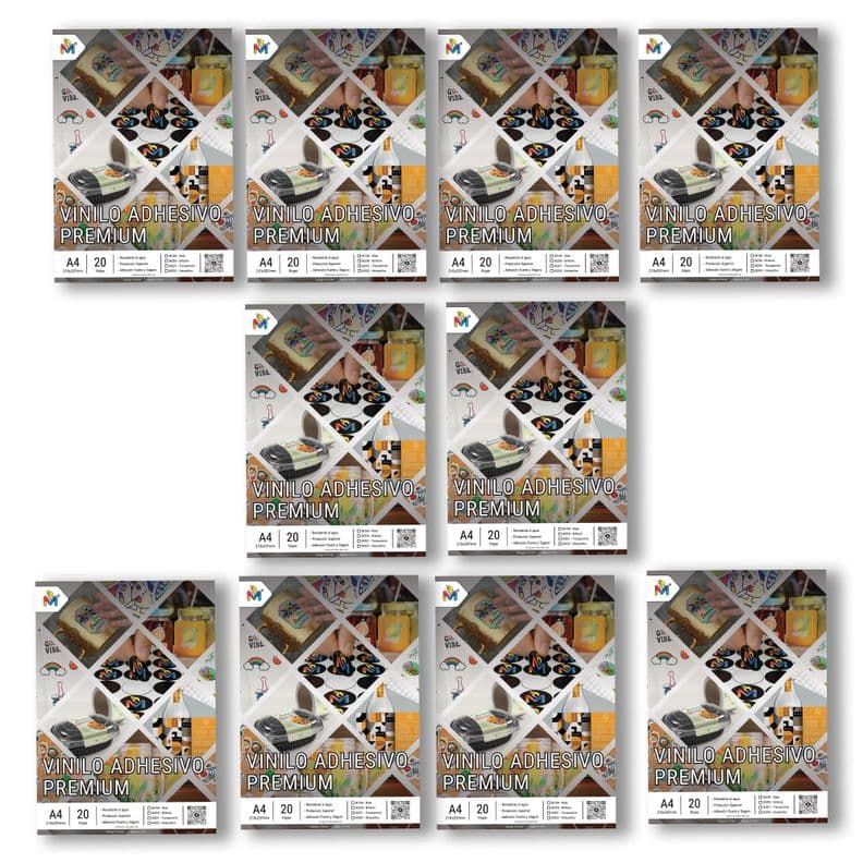 10 Unidades Papel Adhesivo Transparente - 200 Hojas 80um Pro