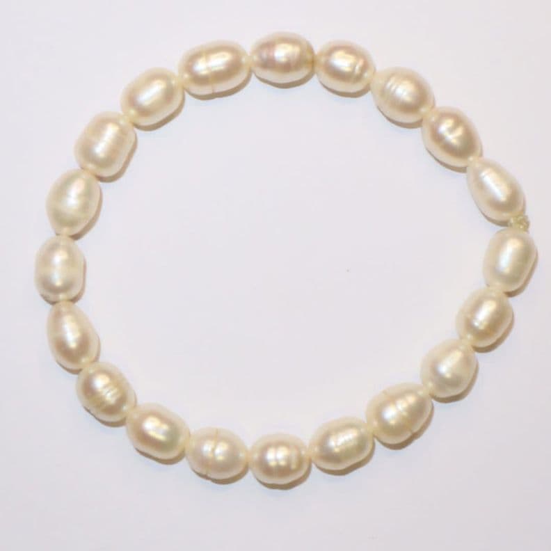 PULSERA DE PERLAS CULTIVADAS BARROCO 9 MM ELASTICADA Blanco