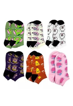 Pack de 12 calcetines para mujer, algodon, con disenos divertidos, multicolor