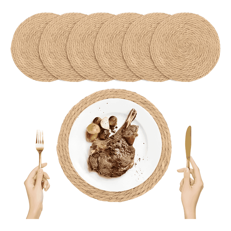 6pcs manteles individuales redondos trenzados 35 cm,