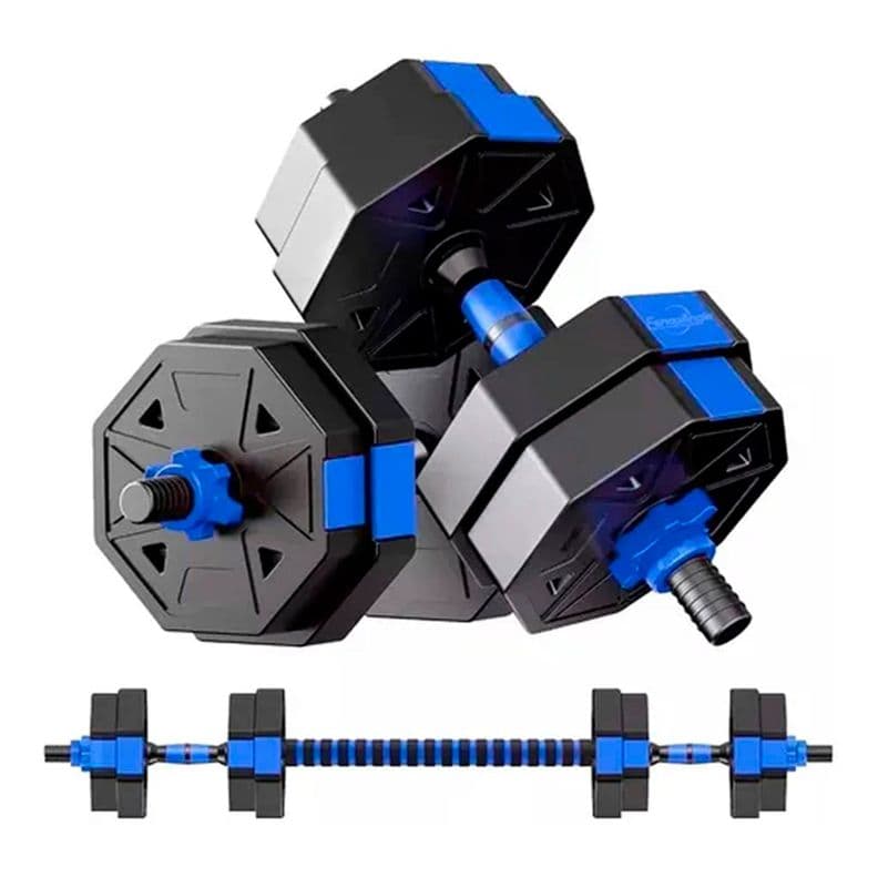 Kit Mancuernas Y Barra Armable 15kg Pesas Ajustables Fitness