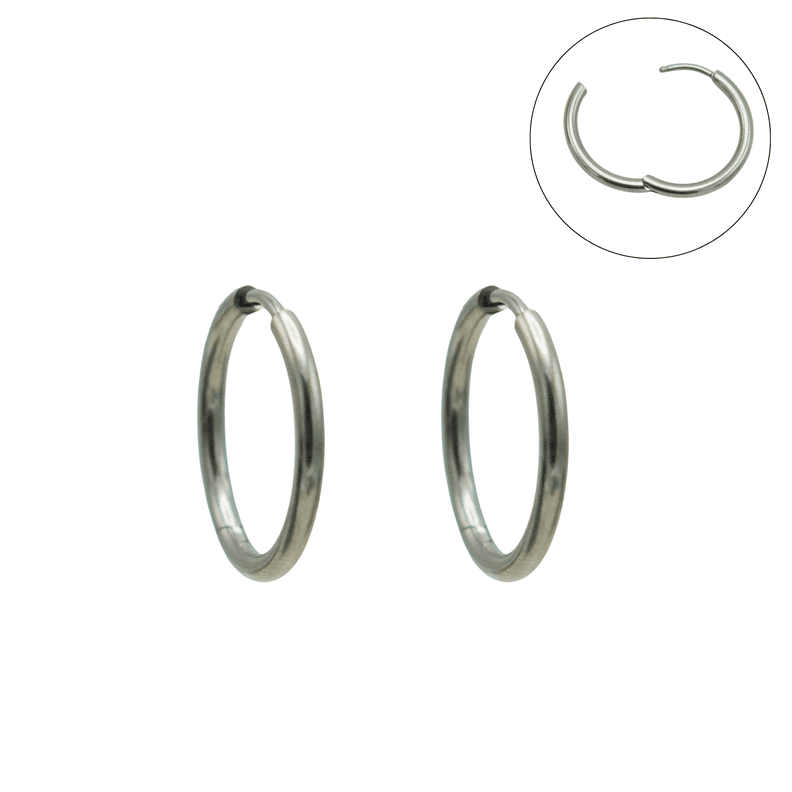 Argollas finas lisas 16mm Titanio ASTM F136 Plateado
