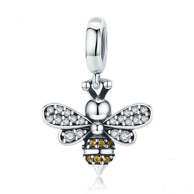 Charm dije abalorio abeja brillante plata 925
