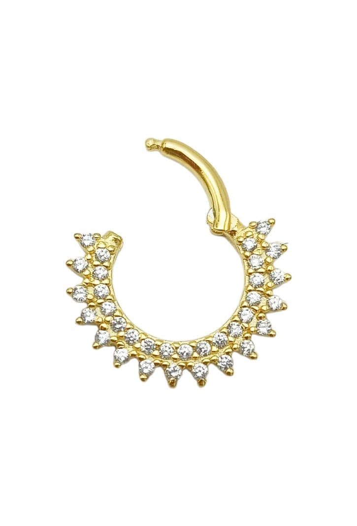 Piercing Septum Rising sun Plata fina ley S925 Chapada Oro Dorado