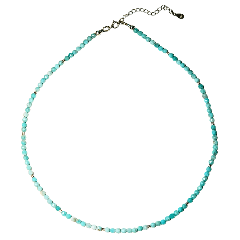 Collar gargantilla Aguamarina 4mm plata fina 925 Terranova Turquesa