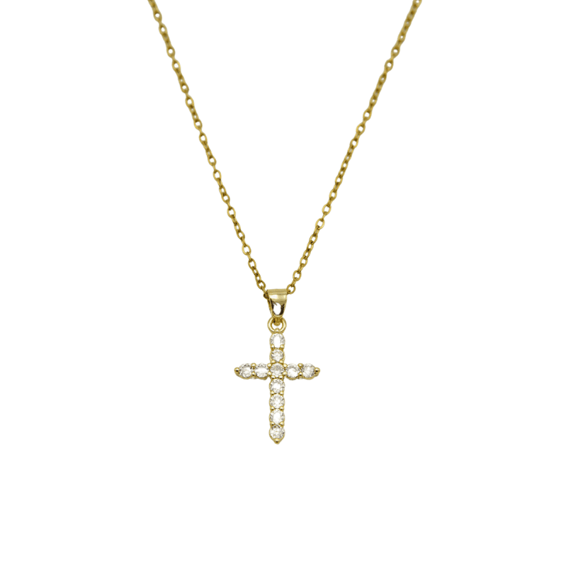 Colgante Cruz De Zirconias Aaa Chapadas En Oro 18k Religion