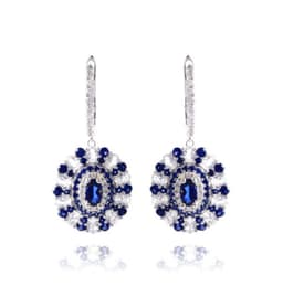 Aro Zafiro Azul Sintetico Pendiente Plata 925 Saphire Blue Azul Petroleo