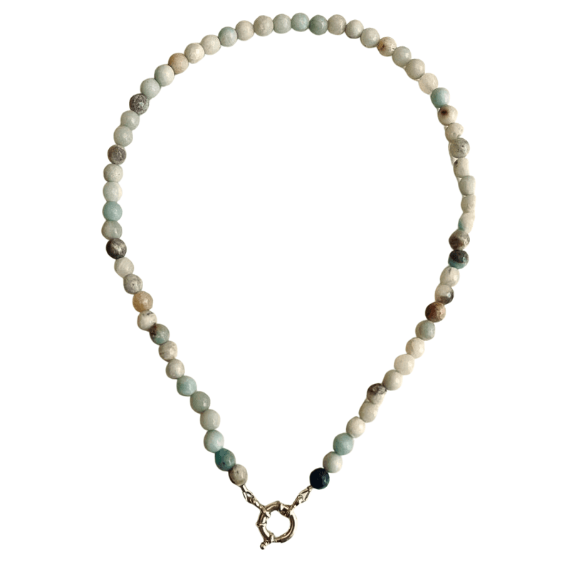 Gargantilla choker amazonita natural plata 925 Terranova Gris