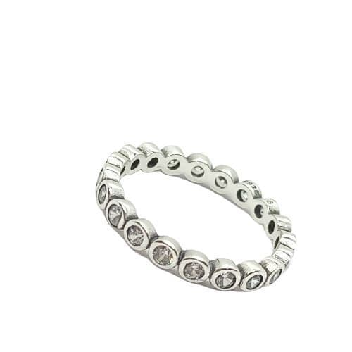 Anillo Pila Plata 925 Lujo Amor Zirconia Compromiso Apilable talla 9
