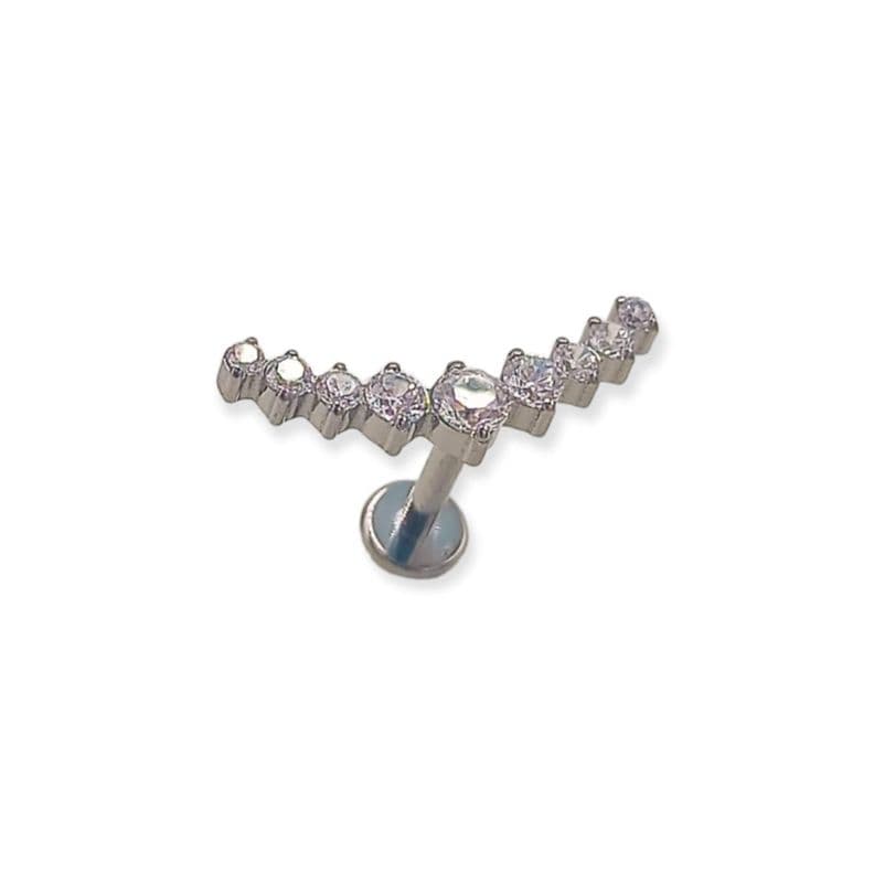 Piercing Labret Astm F136 G23 Acero Titanio Zirconia Trepado Plata