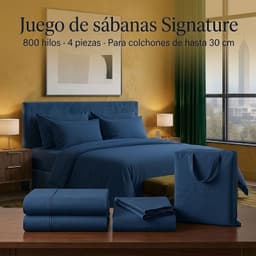 SABANAS 800 HILOS SIGNATURE 2 PLAZAS COLOR PLOMO 794 Azul Marino