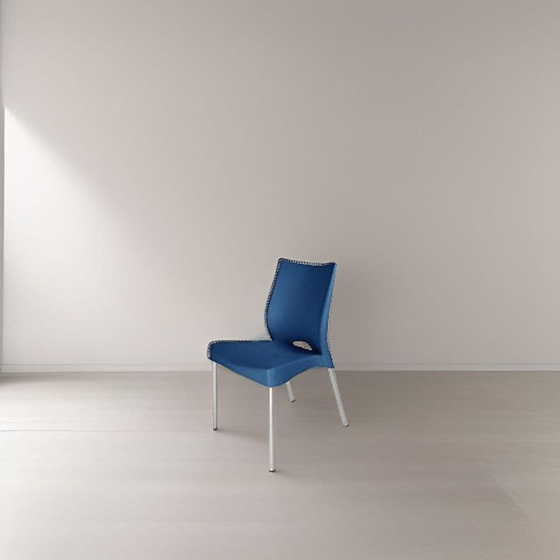 Silla Dvp Silla Plastica Azul Con Patas Metalicas Y Filtro U