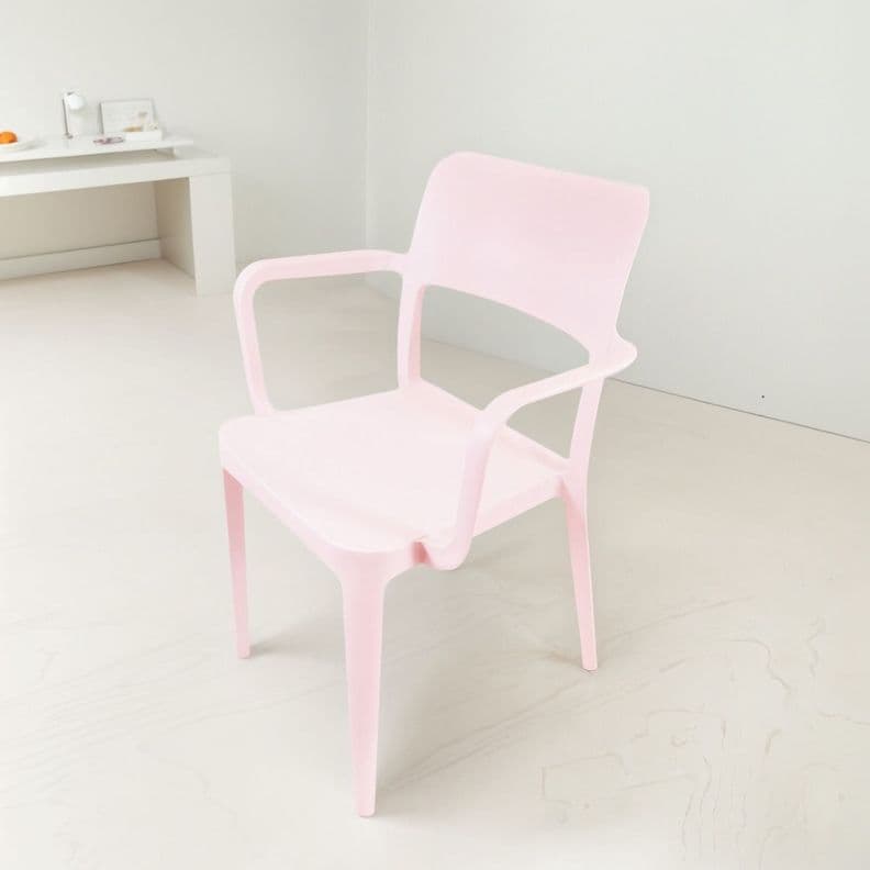 Silla Plastica Con Apoya Brazos Minimal Rosa Dvp