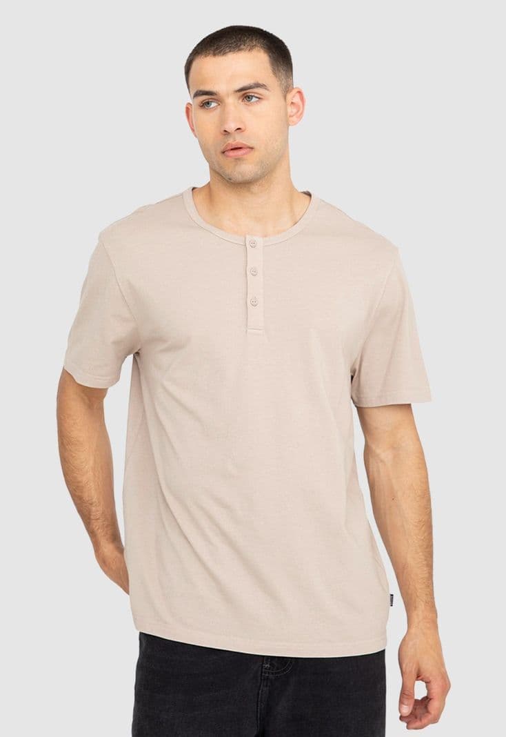 Polera Henley Beige Black Bubba XXL