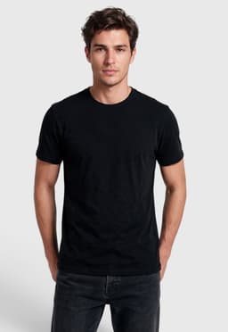 Polera Slub Cotton Manga Corta Negra Black Bubba Negro S