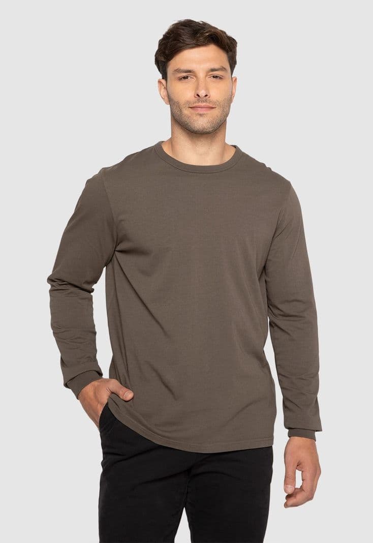 Polera Manga Larga Garment Dye Mokka Black Bubba Cafe S