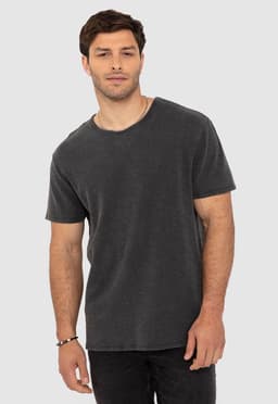 Polera Waffle Manga Corta Gris Oscuro Black Bubba S