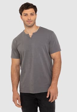 Polera Henley Manga Corta Gris Claro Black Bubba XL
