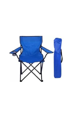 Silla Plegable De Playa Camping Pesca Picnic Con Porta Vaso Azul