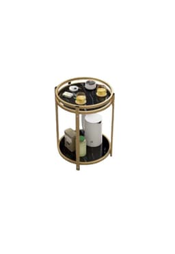 Mesa de Centro Auxiliar de Metal Moderna 2 Niveles 45x45x54 Dorado