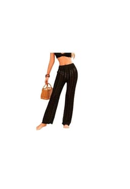 Pantalon Playero Tejido Cordon Delantero Pareo Negro XL