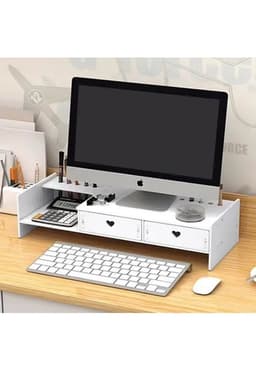 Elevador de Monitor en Madera Armable para Escritorio - Blanco
