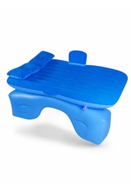 Colchon Para Auto Inflable + Compresor 12v Y 2 Almohadas Azul