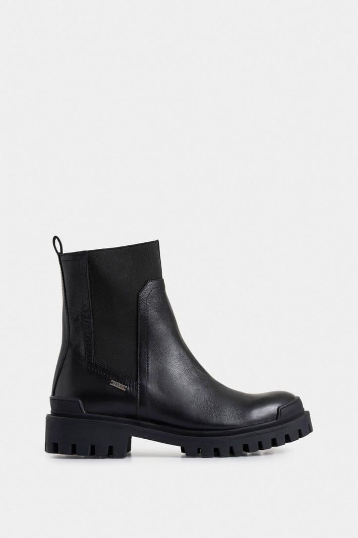 Velez Botines Caltha 2.0 De Cuero Mujer Tractorados Negro 35