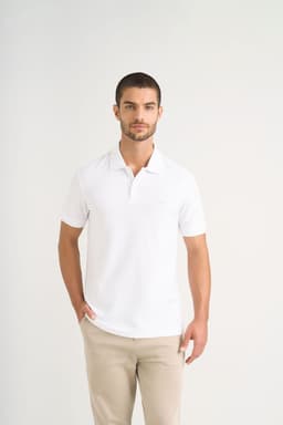 Velez Polera Polo Hombre Semi Fit Detalle Jacquard Blanco L