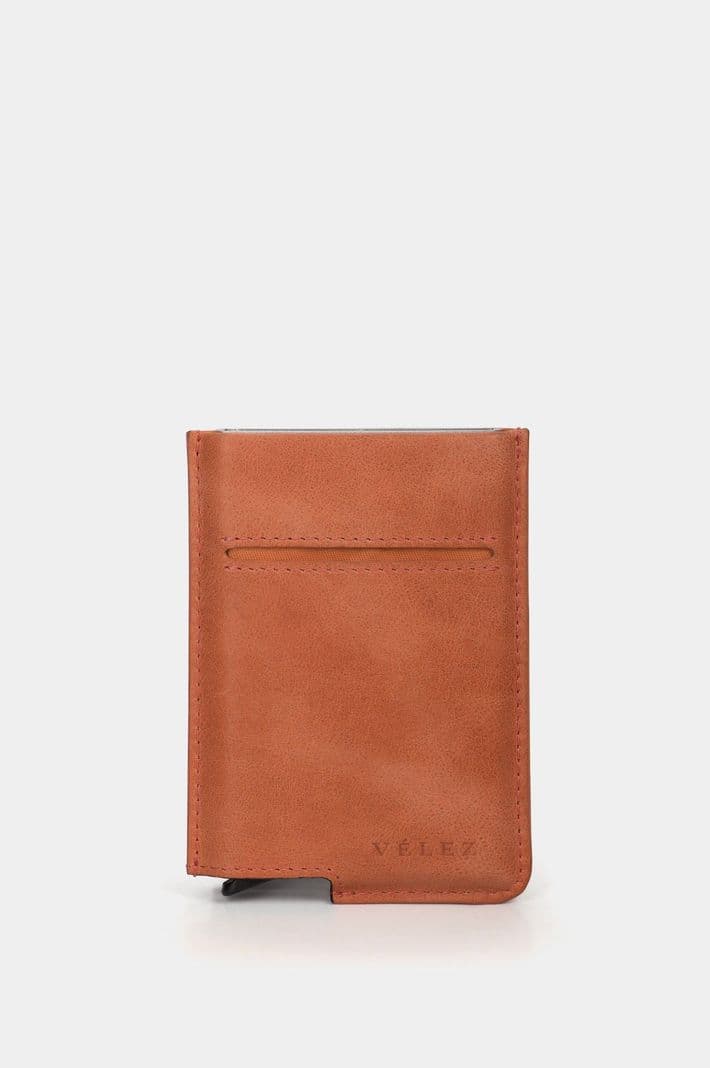 Velez Porta Documentos De Cuero Miniwallet Naranja Naranjo