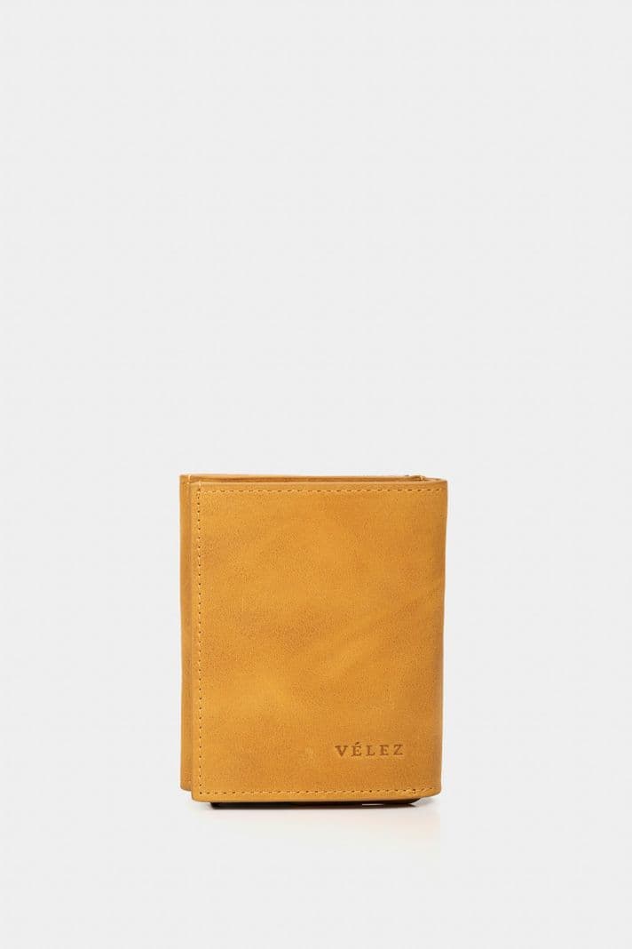 Velez Porta Documentos De Cuero Tecnologico Mostaza