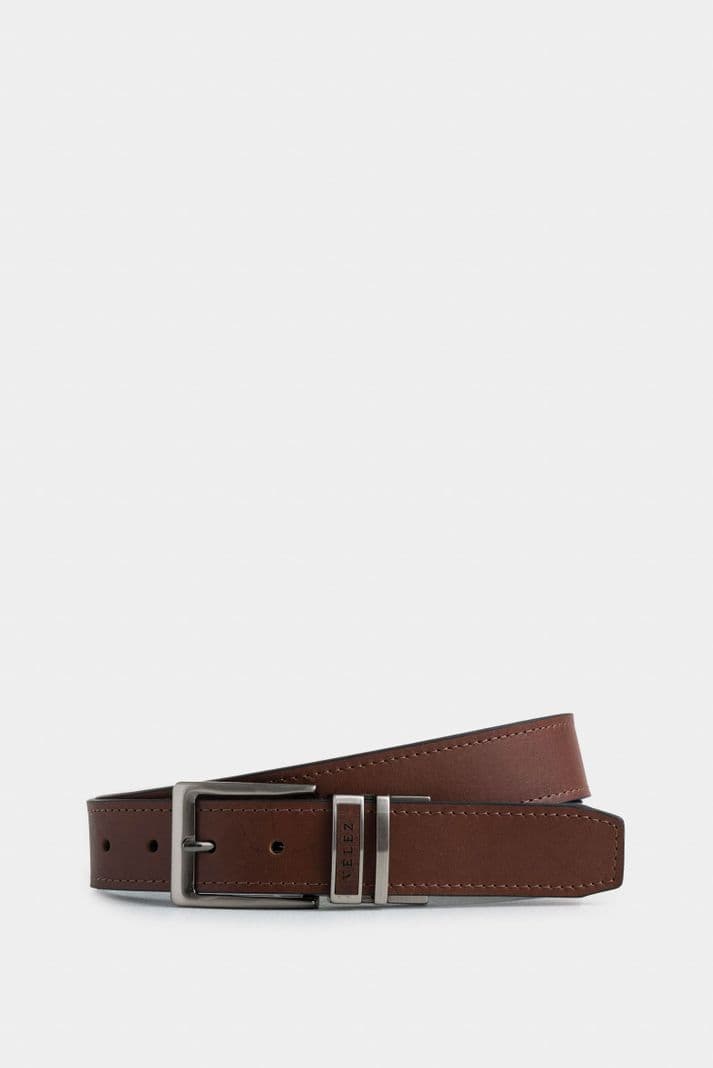 Velez Cinturon Doble Faz De Cuero Hombre Doble Pasador Miel 40