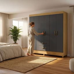CLOSET MOBI GRIS 6 PUERTAS 2 CAJONES