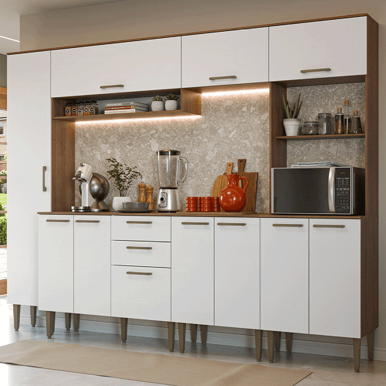 Kit Muebles de Cocina Madesa Lille 265 cm Marron/Blanco