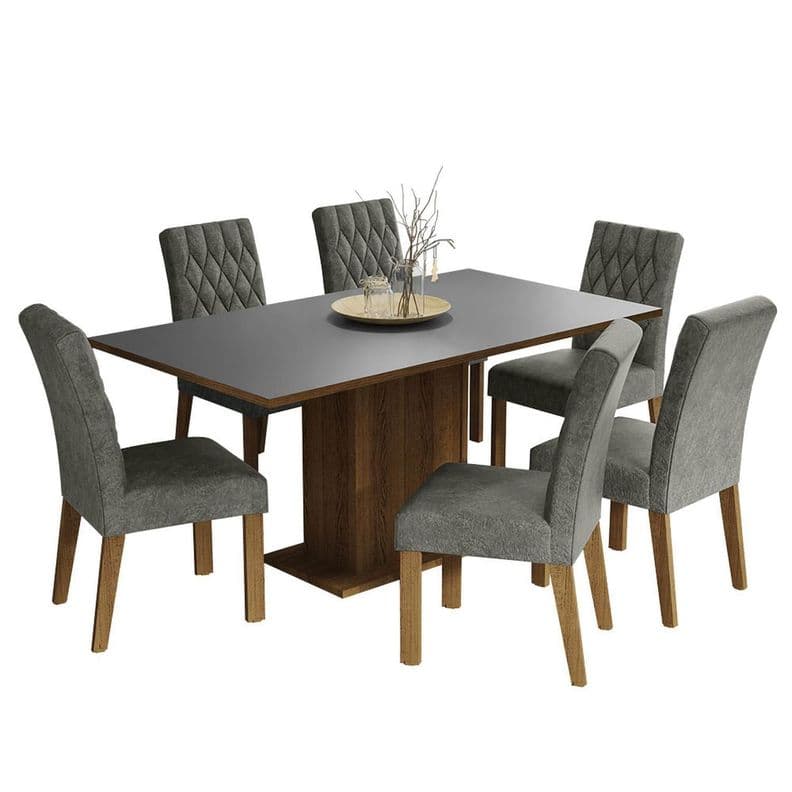 Juego de Comedor Madesa Hanna con 6 Sillas Marron/Gris/Silver Cafe